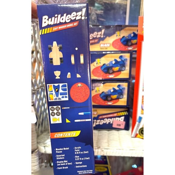 Buildeez! Easy Wooden Model Set Blaze Race Car For Kids 25+ Piece Set Ages 6 + - Picture 2 of 4